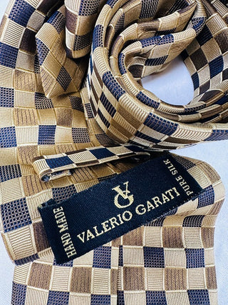 Valerio Garati Handmade Pure Silk Checkerboard Pattern Tie