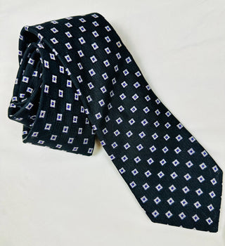 Preppy Nordstrom 100% Silk Tie Black Purple Geometric 59"