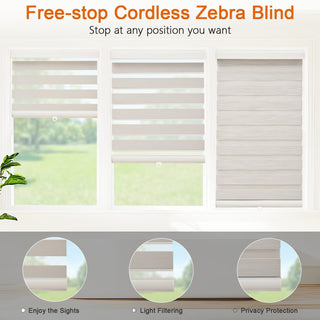 Cordless Zebra Window Blind with Heat Insulation and Light Blocking