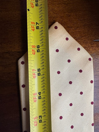 Paul Stuart Silk Tie Cream Burgundy Polka Dot Classic Made USA Mens