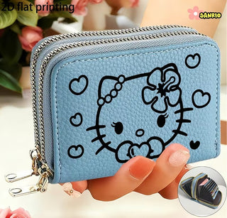 Sanrio Hello Kitty Blue Double Zip Wallet with Heart Design