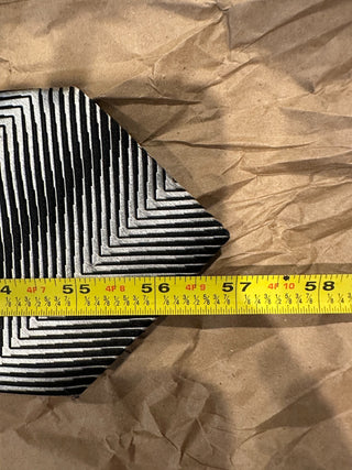 Solitaire Black White Geometric Stripe Silk Tie Vintage Mens Necktie