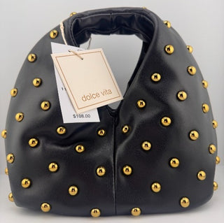 Dolce Vita Black Faux Leather Studded Handle Bag