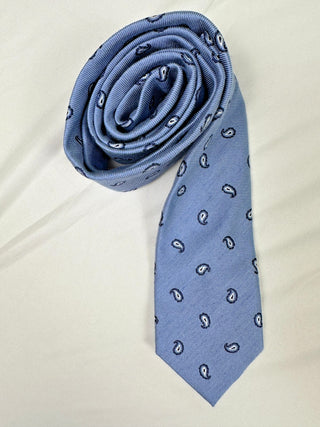 Pronto Uomo Blue Silk Paisley Pattern Men's Tie - Elegant