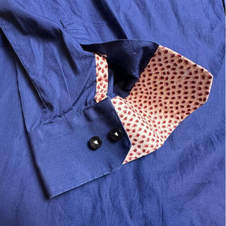 Jared Lang Men’s 17.5 Blue Long Sleeve Dress Shirt Contrast Cuffs