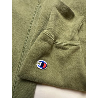 Champion Reverse Weave Hoodie Men’s Large Olive Green Pullover Logo Sweatshirt