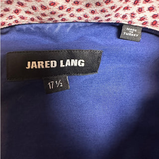 Jared Lang Men’s 17.5 Blue Long Sleeve Dress Shirt Contrast Cuffs