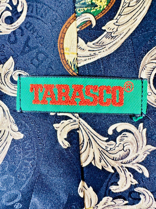 Tabasco Hot Sauce Silk Tie Vintage Novelty Black Gold Mens