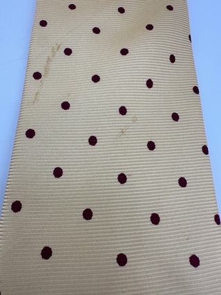 Paul Stuart Silk Tie Cream Burgundy Polka Dot Classic Made USA Mens