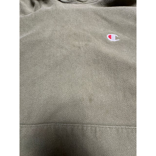 Champion Reverse Weave Hoodie Men’s Large Olive Green Pullover Logo Sweatshirt