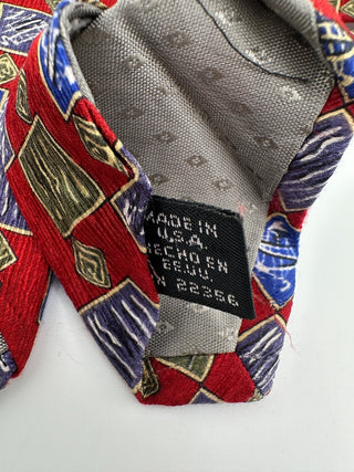 Nubio Collezione Esclusivo Red Patterned Silk Tie Made in USA
