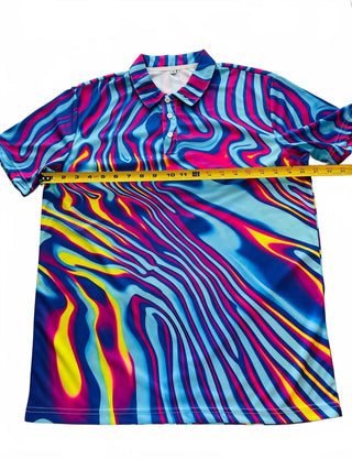 Men's Medium Multicolor Abstract Pattern Polo Shirt Vibrant