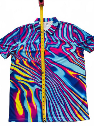 Men's Medium Multicolor Abstract Pattern Polo Shirt Vibrant