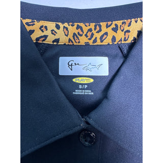 Greg Norman Women S Black Leopard Print Play Dry Golf Polo Shirt