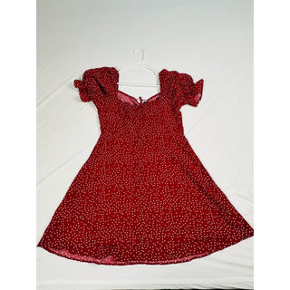 SHEIN Vacay Red Polka Dot Puff Sleeve Dress Women’s Size L EU 40/42, US 8/10 NWT