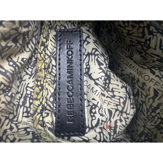 Rebecca Minkoff Mini MAC Black Leather Crossbody Bag Gold Chain Studded Strap