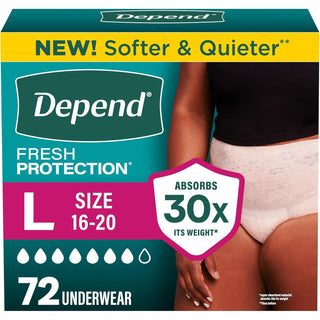 Depend Fresh Protection Women’s Incontinence Underwear Large 72 Ct Maximum Absorbency