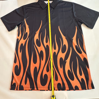 ReadyGOLF Men's Medium Black and Orange Flame Print Golf