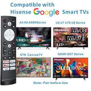 4-Pack Voice Remote for Hisense Google Smart TV Bluetooth 4K ULED QLED A6 U6 U7 U8