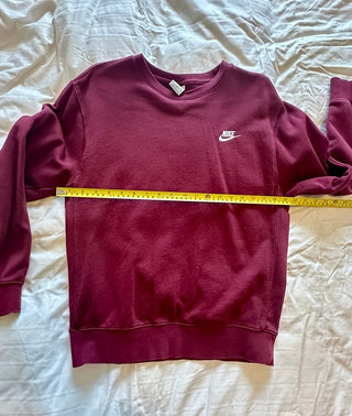 Nike Maroon Crewneck Sweatshirt with White Logo, Size Small