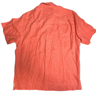 Tommy Bahama Men's Large Coral Linen Short Sleeve Button-Up