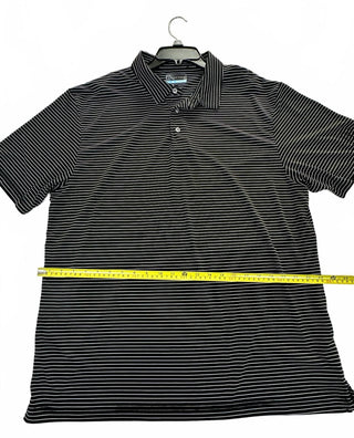 PGA TOUR Men's XL Black and White Striped Golf Polo Shirt
