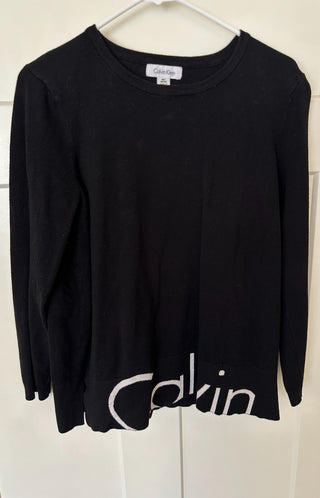 Calvin Klein Black Long Sleeve Sweater with Logo Detail Size