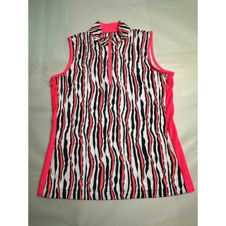 Tail Women’s Small Golf Outfit Zebra Print Sleeveless Polo Pink Ruffle Skort