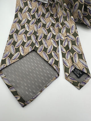 Nubio Silk Tie Green Purple Oval Geometric Pattern Italian Luxury Necktie