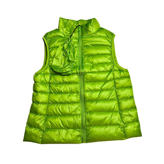 Women’s Lime Green Packable Puffer Vest Lightweight Quilted Zip Pocket