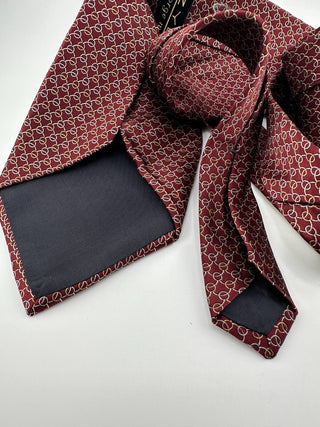 Zylos George Machado Burgundy Silk Necktie Chain Link Pattern Wide Classic