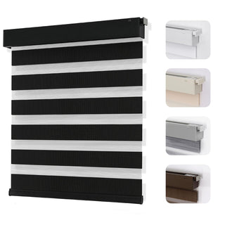 Joydeco No Drill Zebra Blinds 35x75 Black Cordless Day Night Roller Shade