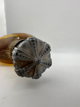 Antique Embossed Bay Rum Bottle Amber Glass Barber Shop Apothecary Early 1900s