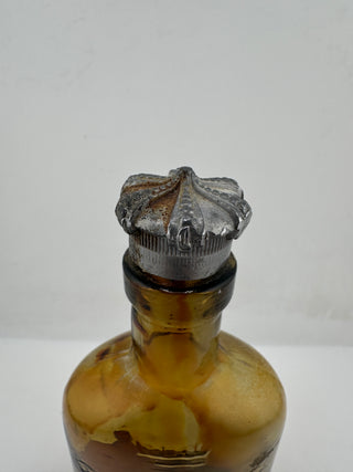 Antique Embossed Bay Rum Bottle Amber Glass Barber Shop Apothecary Early 1900s