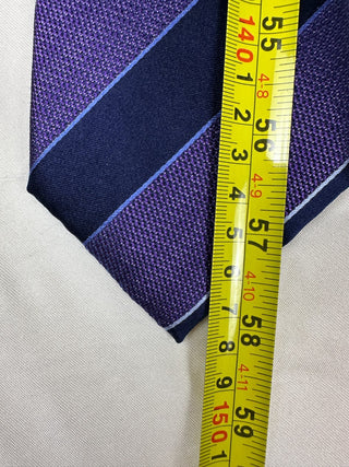 Tasso Elba Purple and Navy Striped Silk Tie - Formal Men's