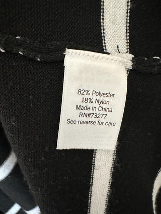 Nine West Black and White Striped Long Cardigan Sweater Size