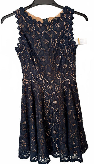 City Studio Navy Blue Sleeveless Lace Fit & Flare Dress Size 3