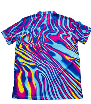 Men's Medium Multicolor Abstract Pattern Polo Shirt Vibrant
