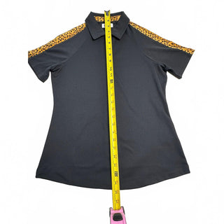 Greg Norman Women's Black Polo Shirt with Leopard Print Accs
