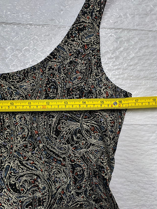 Alex Evenings Black Paisley Sleeveless Tank Top Women