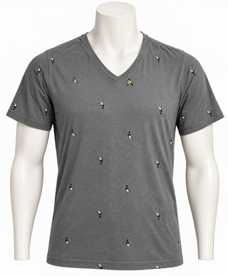 Old Navy Men's Medium Gray Toucan Embroidered V-Neck T-Shirt