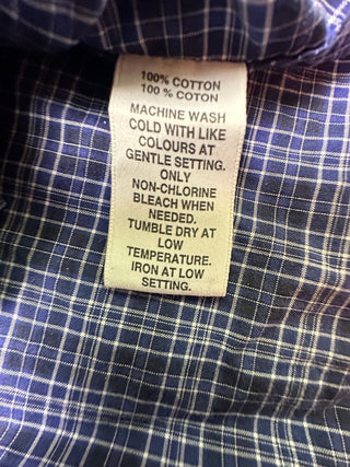 Saks Fifth Avenue BLACK Men’s Large Blue Plaid Shirt