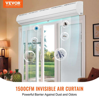 VEVOR Commercial Air Curtain 1500 CFM Wall Mount Door Fan White