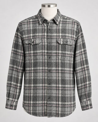 George Gray Pink Plaid Flannel Button Down Shirt Men's L