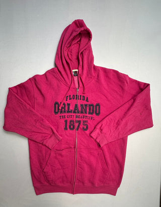 Form 40 Pink Orlando Florida Zip-Up Hoodie Sweatshirt XL