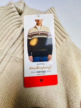 Weatherproof Vintage Mens M Holiday Sweater Zip Pullover NWT