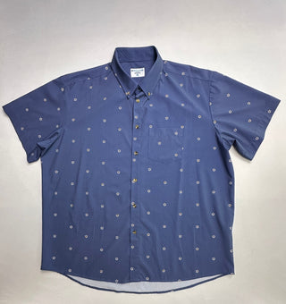 & Collar Men's XL Blue Floral Short Sleeve Button Up Shirt