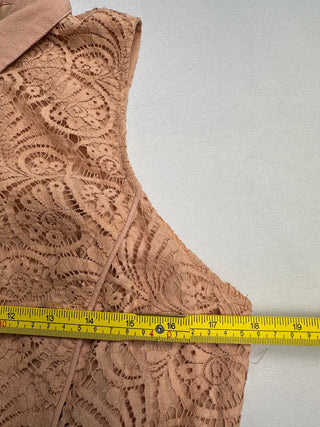 The Addison Story Peach Lace Tiered Shirt Dress Women L