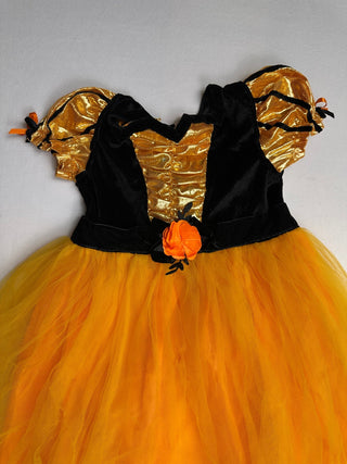 Girls Halloween Witch Costume Dress Orange Black Size 4-5T