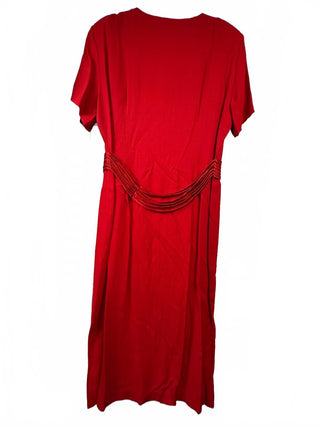 DJ & Co. Vintage Red Rayon Acetate Dress Size 16 with Button